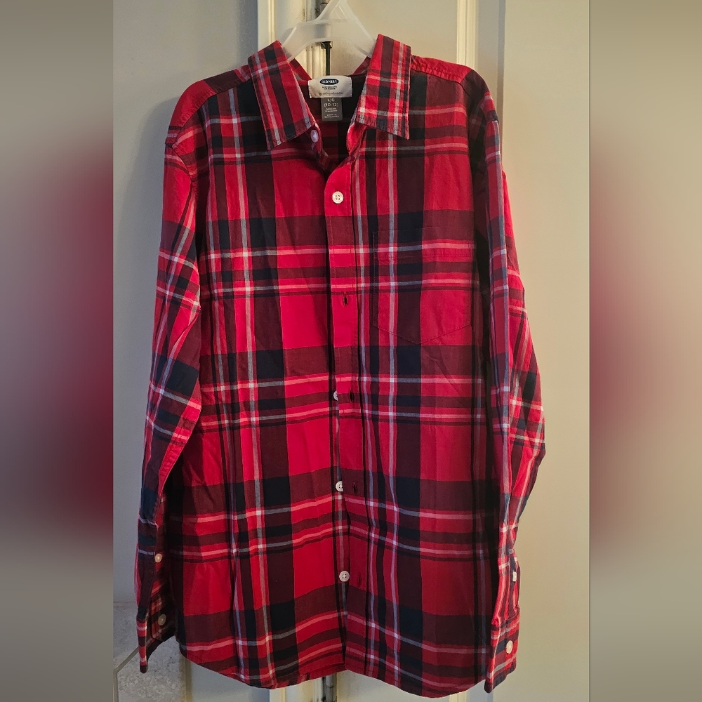 Boys Red/blue plaid shirt (size M-10/12) NWT
